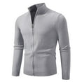 thumbnail image 1 of fatyb Mens Full Zip Sweater Stand Collar Casual Knit Cardigan Long Sleeve Fall Winter Outerwear for Men, 1 of 2