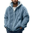 thumbnail image 1 of fatyb Mens Fuzzy Hoodies Full Zip Soft Fleece Hooded Jacket Long Sleeve Warm Outdoor Coat with Pockets, 1 of 5