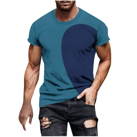 fatyb Mens Heart Printed T-Shirts Round Neck Short Sleeve Graphic Tee Tops Fashion Summer Tshirts