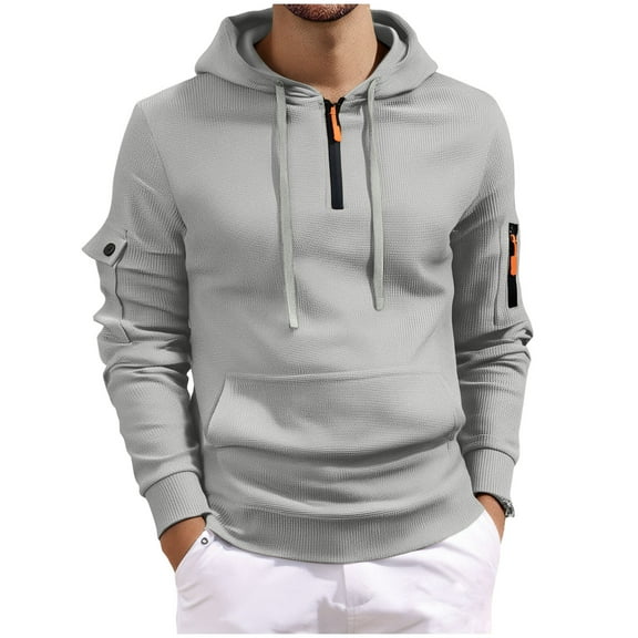 fatyb Mens Hooded Sweatshirts Quarter Zip Long Sleeve Hoodies with Pockets Casual Drawstring Pullover