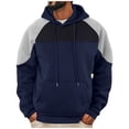 thumbnail image 1 of fatyb Mens Hooded Sweatshirts Thick Warm Hoodies with Pocket Long Sleeve Drawstring Colorblock Pullover, 1 of 7