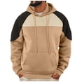 thumbnail image 1 of fatyb Mens Hooded Sweatshirts Thick Warm Hoodies with Pocket Long Sleeve Drawstring Colorblock Pullover, 1 of 7