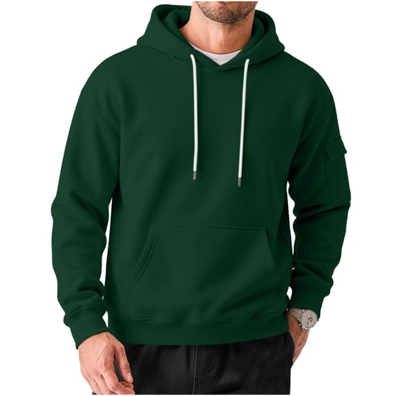 fatyb Mens Hoodie Sweatshirt Casual Pullover with Pockets Drawstring Long Sleeve Hooded Tops Activewear