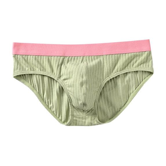 fatyb Mens Knitting Cotton Briefs Breathable Soft Underwear Color Block Comfortable Underpants for Men