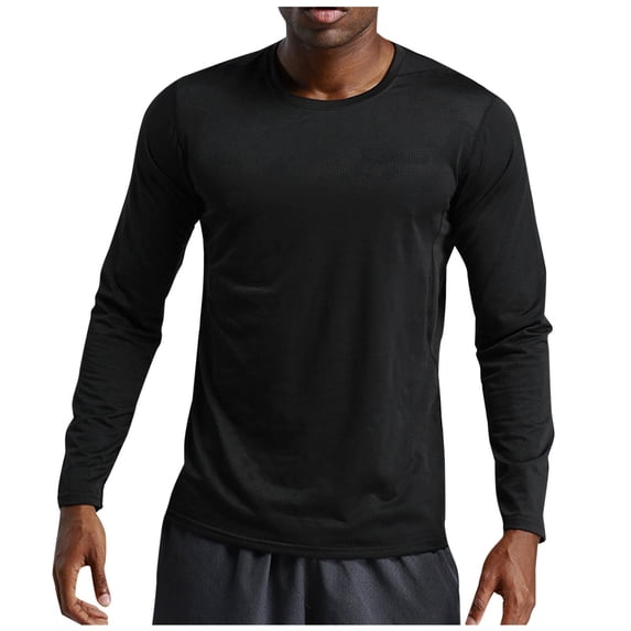 fatyb Mens Long Sleeve Athletic Tee Quick Dry Workout T-Shirts for Men Crew Neck Lightweight Running Tops
