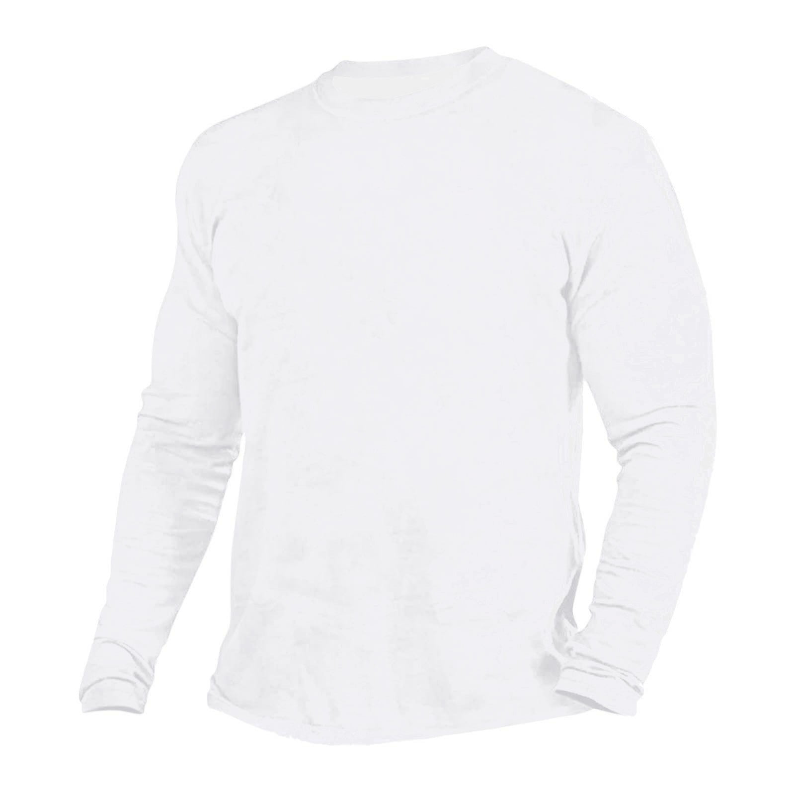 fatyb Mens Long Sleeve T Shirts Crew Neck Solid Color Basic Tee