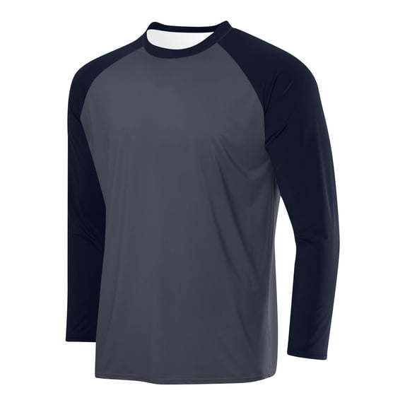 fatyb Mens Long Sleeve Tops Lightweight Crewneck T Shirts Breathable Color Block Casual Tee Tops for Men