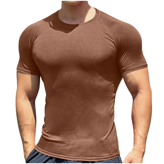 fatyb Mens Muscle Workout T Shirt Casual Short Sleeve Athletic Bodybuilding Basic Tee Tops Activewear