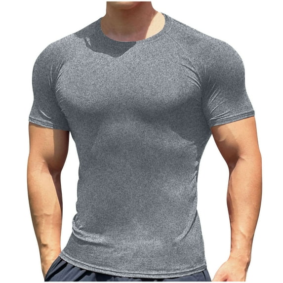 fatyb Mens Muscle Workout T Shirt Casual Short Sleeve Athletic Bodybuilding Basic Tee Tops Activewear