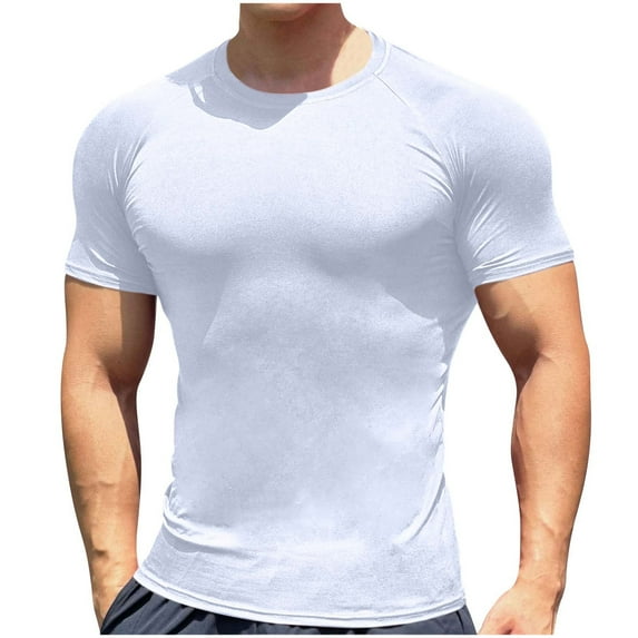 fatyb Mens Muscle Workout T Shirt Casual Short Sleeve Athletic Bodybuilding Basic Tee Tops Activewear