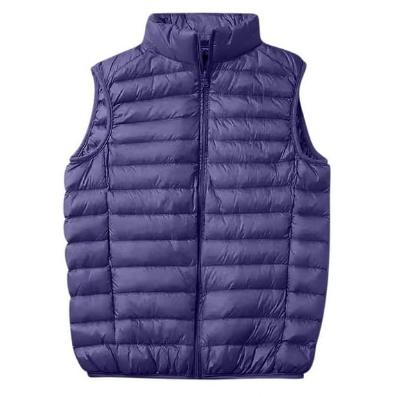 fatyb Mens Padded Vest Stand Collar Sleeveless Warm Quilted Jacket Full Zip Lightweight Outerwear L-5XL