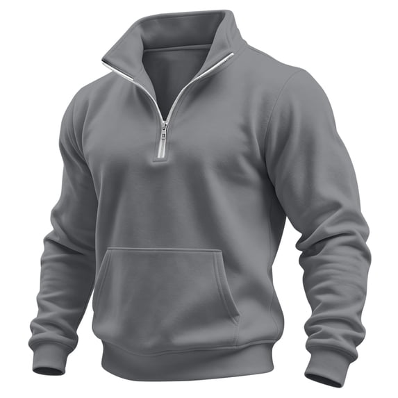 fatyb Mens Quarter Zip Pullover Stand Collar Sweatshirt with Pocket Long Sleeve Fashion Tops for Men