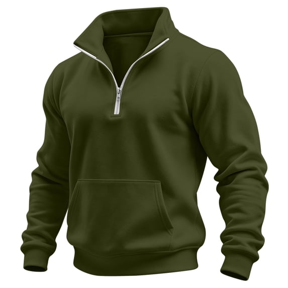 fatyb Mens Quarter Zip Pullover Stand Collar Sweatshirt with Pocket Long Sleeve Fashion Tops for Men