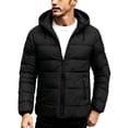 thumbnail image 1 of fatyb Mens Quilted Jacket Hooded Puffer Outerwear with Zipper Pockets Winter Warm Full Zip Snow Coat, 1 of 1