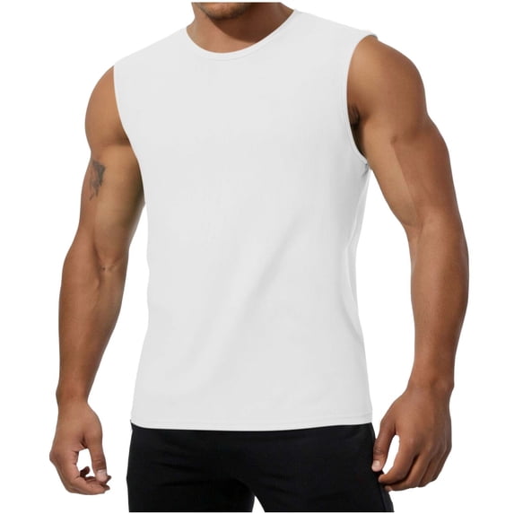 fatyb Mens Ribbed Knit Tank Tops Sleeveless Muscle T Shirts Casual Summer Breathable Workout Tee for Men