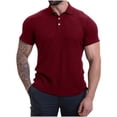 thumbnail image 1 of fatyb Mens Ribbed Shirts Short Sleeve Button up Knit Muscle Shirts Collared Slim Casual Tees for Men, 1 of 7