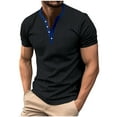 thumbnail image 1 of fatyb Mens Ribbed T Shirts Button V Neck Short Sleeve Casual Tops Basic Summer Knit Pullover Tee for Men, 1 of 5