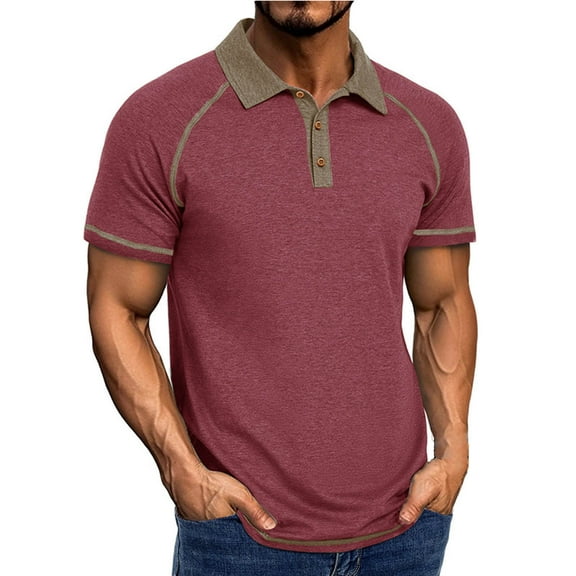fatyb Mens Shirts Casual Short Sleeve Collar Outdoor T Shirts Button up Pullover Summer Tops for Men