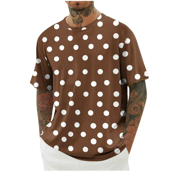 fatyb Mens Stylish T-Shirts Print Short Sleeve Casual Tops Crew Neck Loose Summer Blouses for Men