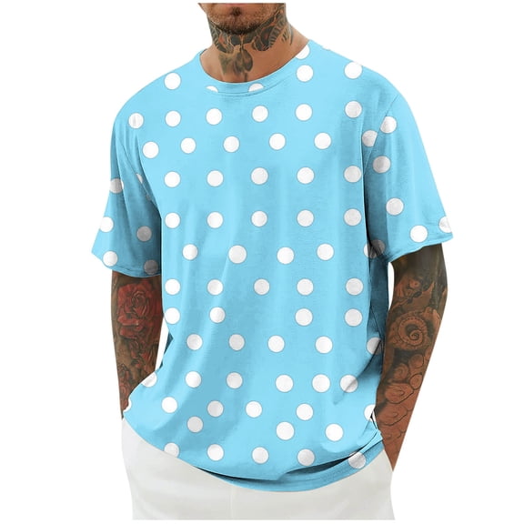 fatyb Mens Stylish T-Shirts Print Short Sleeve Casual Tops Crew Neck Loose Summer Blouses for Men