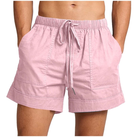 fatyb Mens Summer Beach Shorts Elastic Waist Lightweight Drawstring Mens Casual Shorts with Pockets