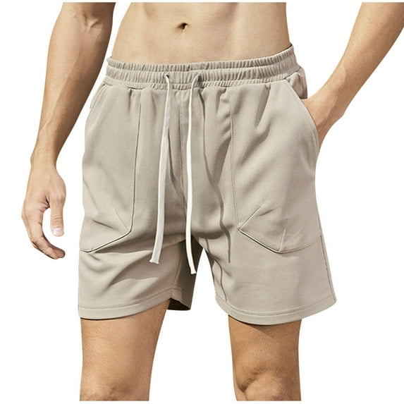 fatyb Mens Summer Shorts Drawstring Elastic Waist Casual Shorts Loose Comfy Beach Shorts with Pockets