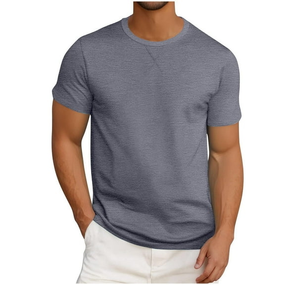 fatyb Mens T Shirts Casual Short Sleeve Crew Neck Lounge T-Shirts Solid Color Comfy Tee Tops for Men
