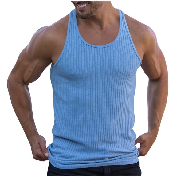 fatyb Mens Tank Tops Racerback Ribbed Muscle T Shirts Sleeveless Casual Knitted Workout Gym Shirts for Men