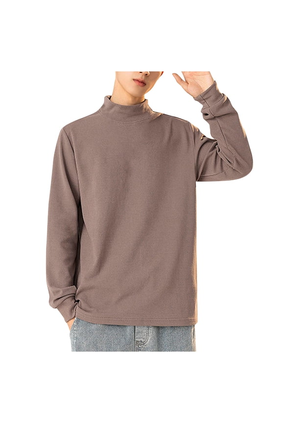 Mens Thermal Mock Neck Shirts Long Sleeve Warm Undershirts Soft Casual Lightweight Pullover Tops