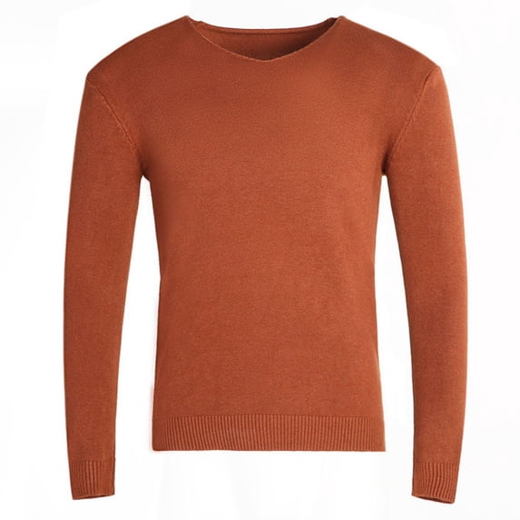 fatyb Mens V Neck Dress Sweater Long Sleeve Thermal Tops Lightweight Knitted Pullover for Fall Winter