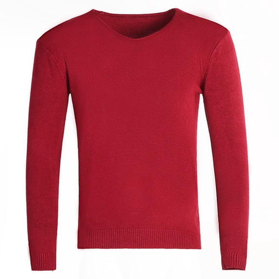 fatyb Mens V Neck Dress Sweater Long Sleeve Thermal Tops Lightweight Knitted Pullover for Fall Winter