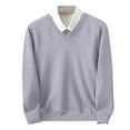 thumbnail image 1 of fatyb Mens V Neck Sweater Casual Knitted Long Sleeve Pullover Tops Solid Color Slim Sweaters for Men, 1 of 5