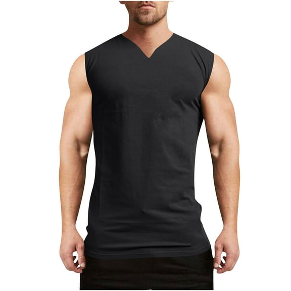 fatyb Mens V Neck Tank Tops Sleeveless Stretch Workout Tops Casual Summer Comfort Muscle Tees Shirts