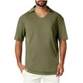 thumbnail image 1 of fatyb Mens V Neck Tops with Collar Casual Short Sleeve Pullover Solid Color Summer Blouses for Men, 1 of 6