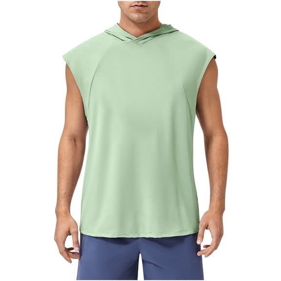 fatyb Mens Workout Hooded Tank Tops Quick Dry Gym Hoodies Sleeveless Stretch Muscle Bodybuilding Shirts
