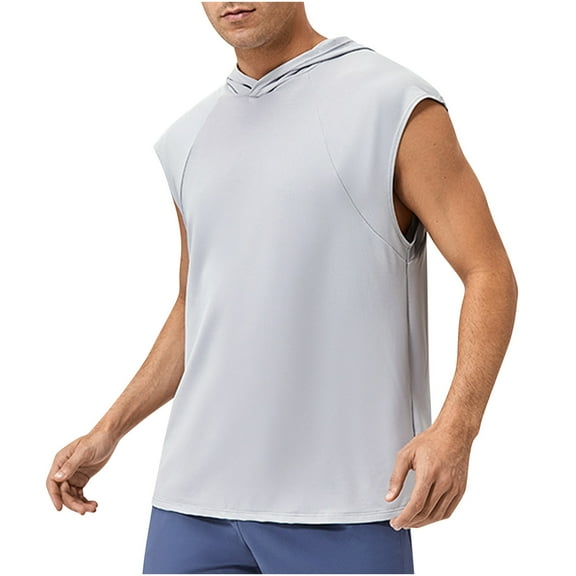 fatyb Mens Workout Hooded Tank Tops Quick Dry Gym Hoodies Sleeveless Stretch Muscle Bodybuilding Shirts