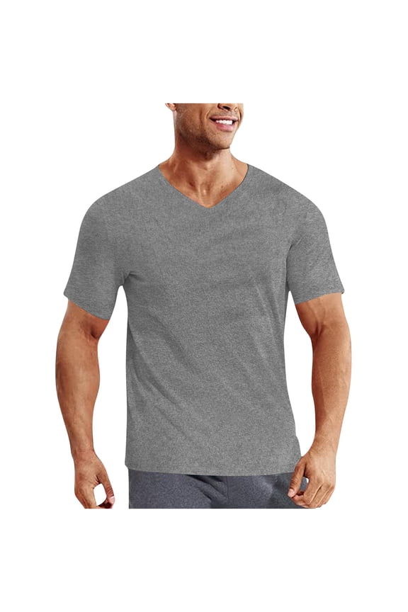 Mens Workout Tops V Neck Short Sleeve Athletic T-Shirts Activewear Stretch Training Tee for Men
