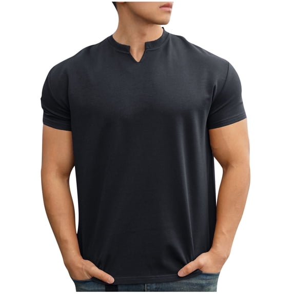 fatyb Muscle T-Shirts for Men Short Sleeve Casual V Neck Bodybuilding Shirts Gym Workout Tee Activewear