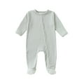 thumbnail image 1 of fatyb Newborn Baby Footie Romper Button Cotton Jumpsuits for Sleep Infant Long Sleeve Footed Clothes, 1 of 3