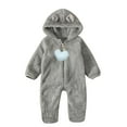 thumbnail image 1 of fatyb Newborn Boys Girls Fleece Romper Footed Fuzzy Hoodie Jumpsuit Baby Zipper Fall Winter Warm Coat, 1 of 7