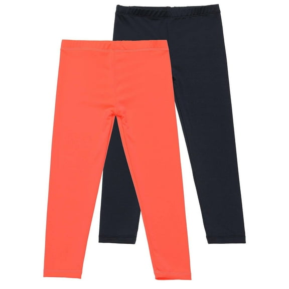 fatyb Pack of 2 Leggings for Girls Casual Stretch Bottom Pants Solid Color Kids Soft Comfy Long Pants