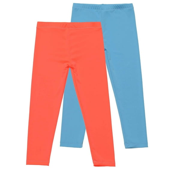 fatyb Pack of 2 Leggings for Girls Casual Stretch Bottom Pants Solid Color Kids Soft Comfy Long Pants