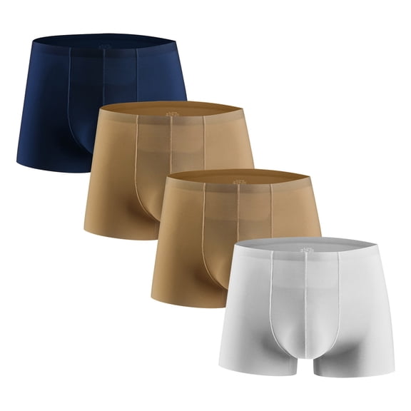 fatyb Pack of 4 Silk Underwear for Men Boxer Stretch Soft Briefs Short Leg Men's Breathable Underpants