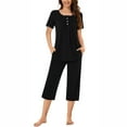thumbnail image 1 of fatyb Pj Sleepwear for Women Short Sleeve Button down Pajama Tops and Capri Pants Summer Loungewear, 1 of 6