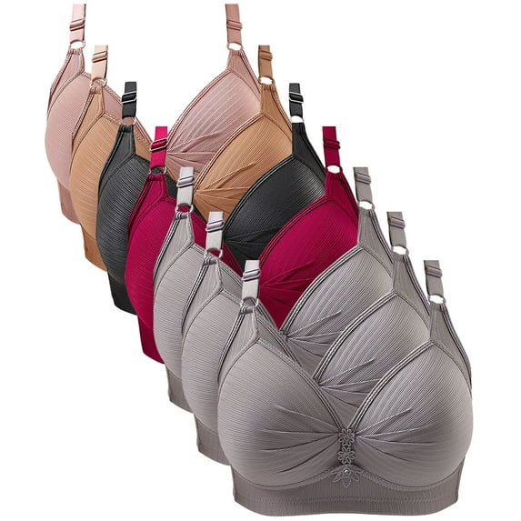 fatyb Plus Size Bras for Women 7 Pack Wirefree Full Coverage Everyday Bras Breathable No Underwire Bralettes
