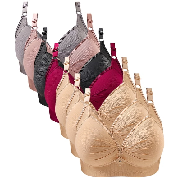 fatyb Plus Size Bras for Women 7 Pack Wirefree Full Coverage Everyday Bras Breathable No Underwire Bralettes