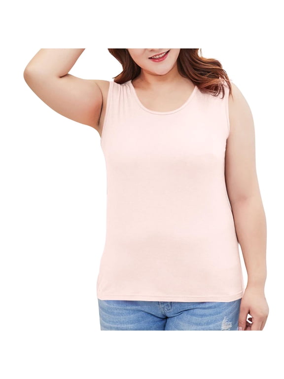 Plus Size Tank Tops for Women Summer Sleeveless Thin Shirts Casual Round Neck Womens Undershirts