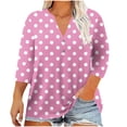 thumbnail image 1 of fatyb Plus Size Tops for Women 3/4 Sleeve Button V Neck Casual Tee Shirts Womens Loose Tunic Blouses, 1 of 5
