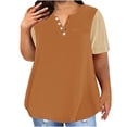thumbnail image 1 of fatyb Plus Size Tops for Women Color Block Short Sleeve T-Shirt Comfy Loose Casual Basic Tee Shirts, 1 of 4