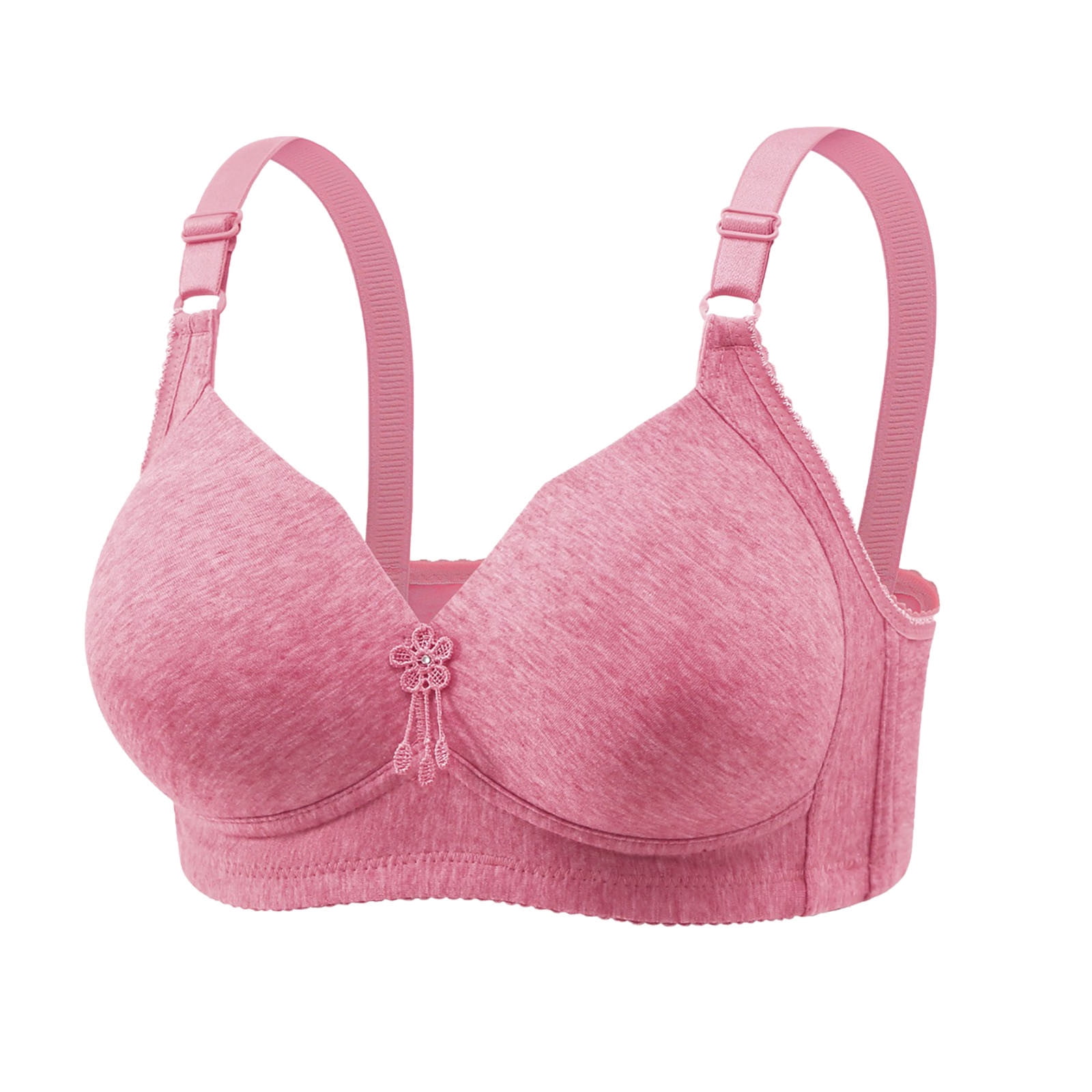 Marlon Satin Embroidered Bra Wireless Soft Cup Everyday Bra BR592 White